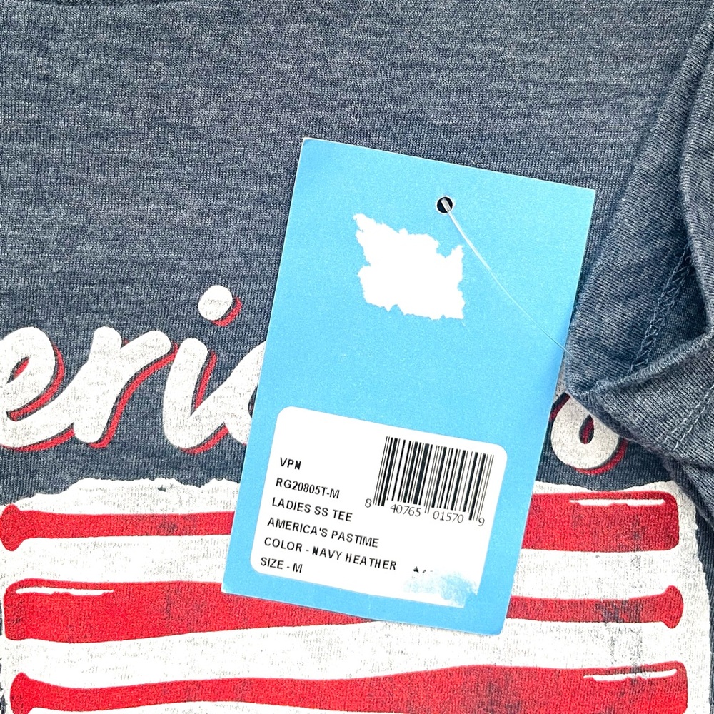 NEW Rally Girls Fanatics America's Flag TOP Shirt Tees Women's GRAY size Medium - Picture 3 of 5